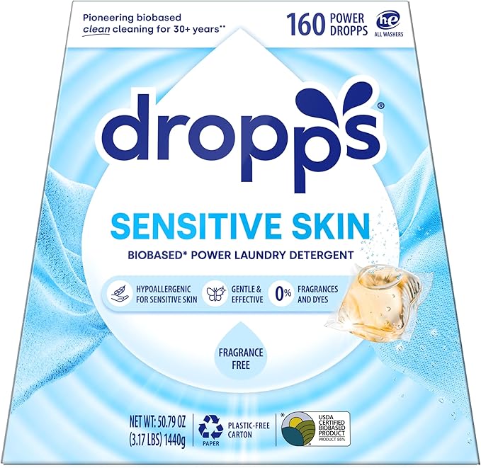 Dropps Sensitive Skin Laundry Detergent Pods, Unscented by Dropps
