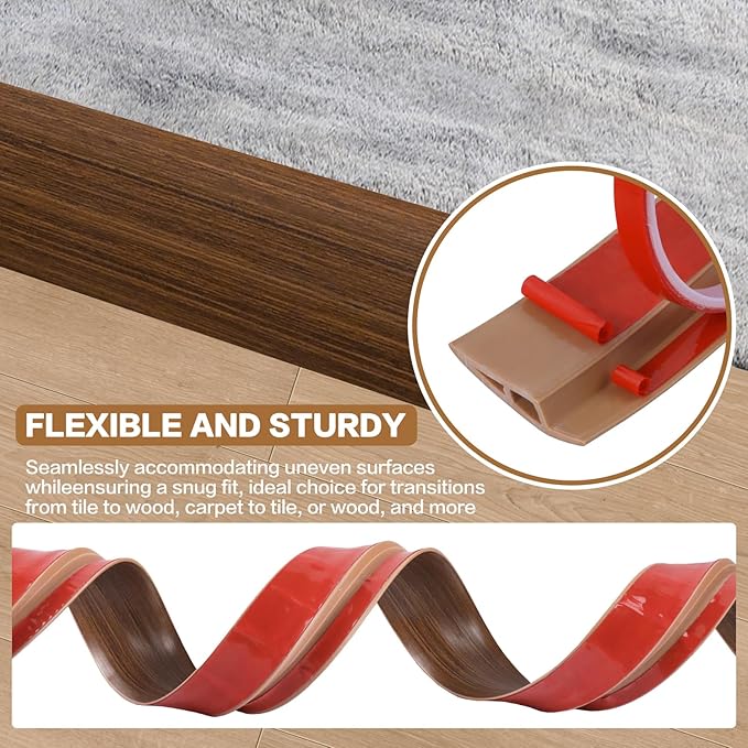 Floor Transition Strip Vinyl Door Threshold Ramp Self Adhesive Carpet Edging - Image 4