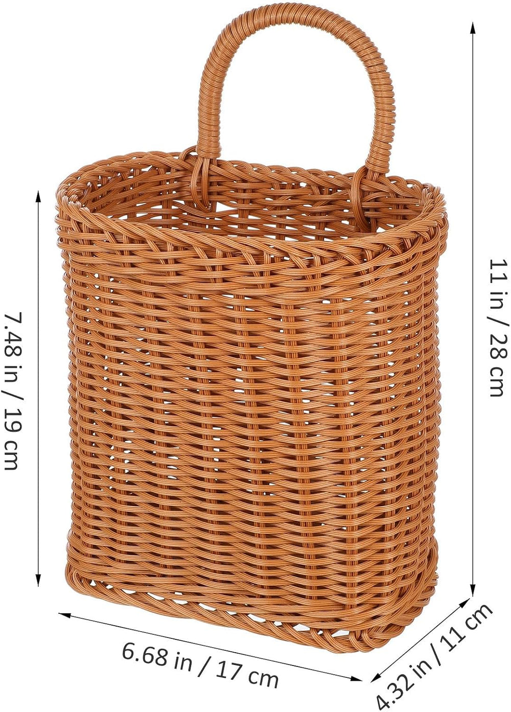 Handmade Woven Wall Hanging Basket 13X6X13 Inch Multifunctional Storage Conta...