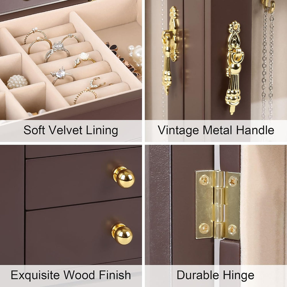 Kendal 360° Rotating Jewelry Box, Wooden Jewelry Box for Women, Graduation Gi...
