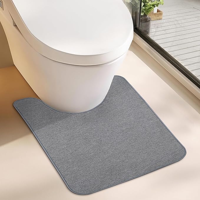 Toilet Rugs U Shaped Bathroom Rug, Machine Washable Non Slip Quick Dry Super by BosapDirect
