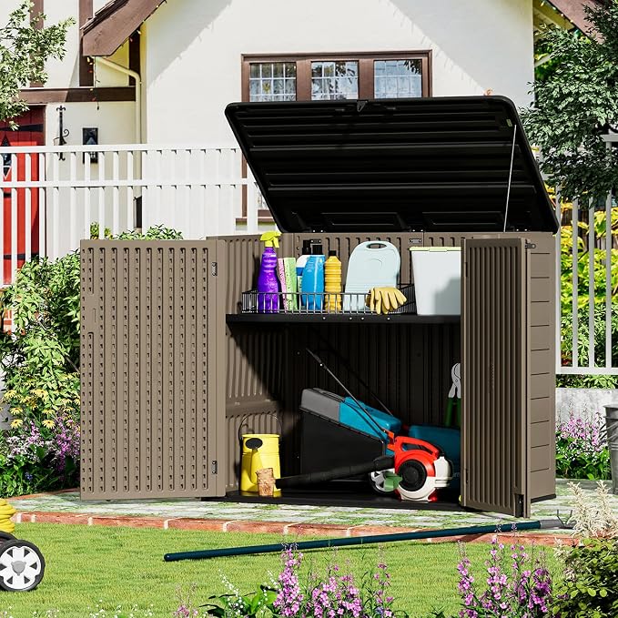 ZZM Large Outdoor Storage Shed, 48 Cu Ft Resin Versatile Storage Cabinet - Image 2