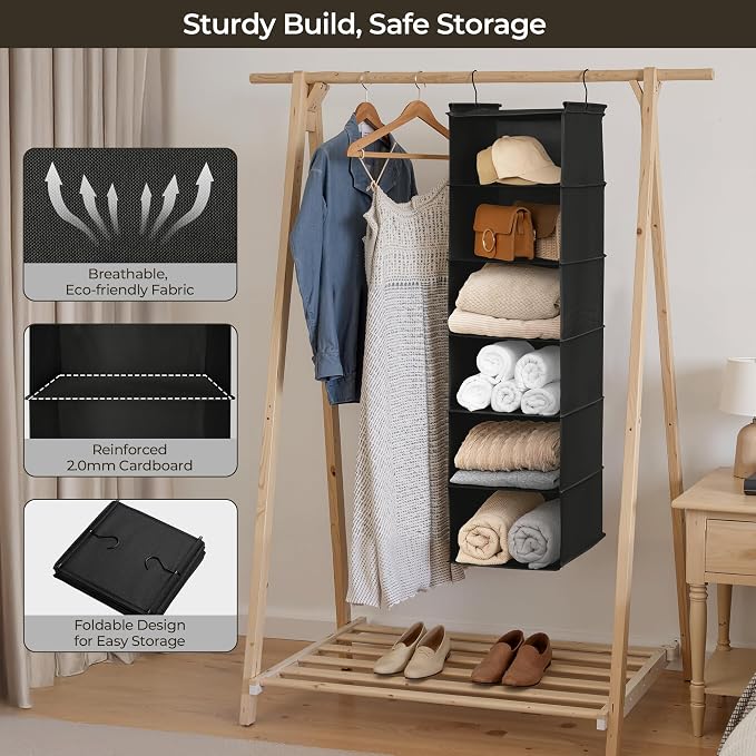 GRANNY SAYS 6 Shelf Hanging Closet Organizers and Storage, Collapsible Closet - Image 4