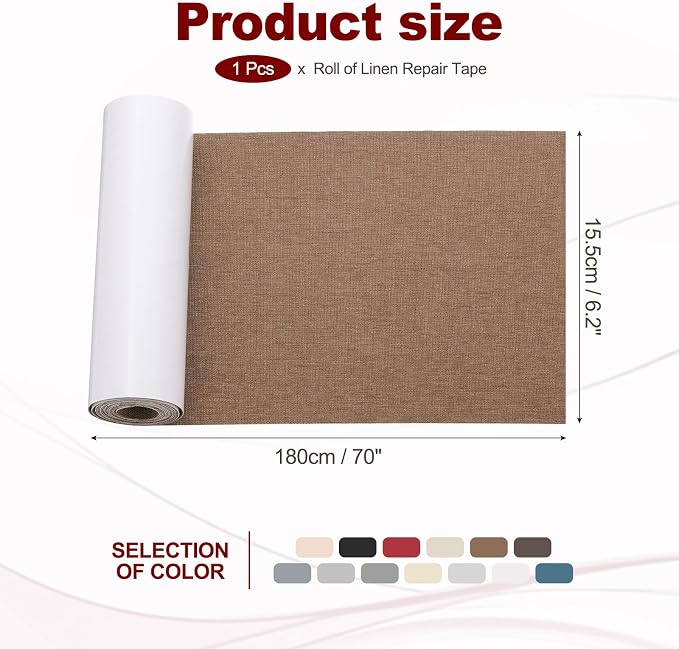 PATIKIL 70x6.2 Inch Linen Repair Tape, Repair Fabric Patch Self Adhesive Couch - Image 2