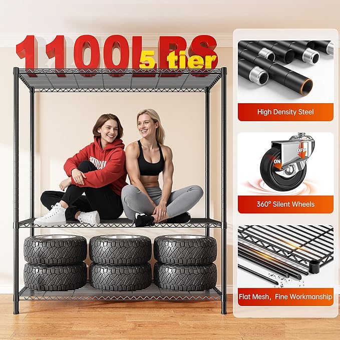 REIBII 45''W Storage Shelves Waterproof Metal Shelving Cover Dustproof Wire - Image 4