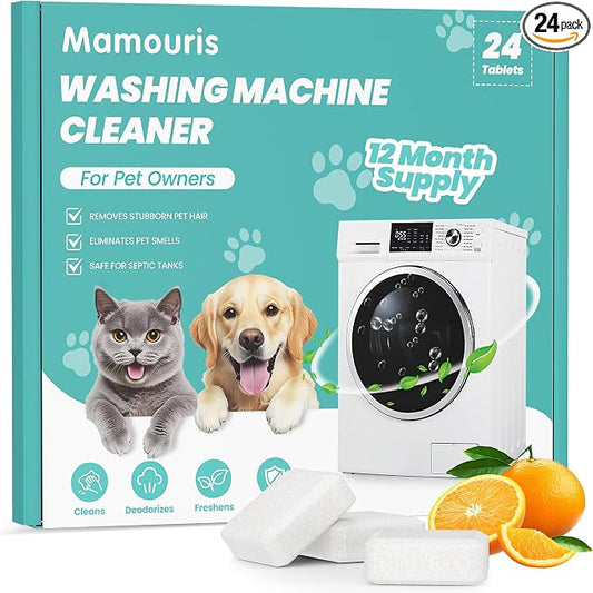 Washing Machine Cleaner Tablets: 24 Pack Deep Cleaning by Mamouris