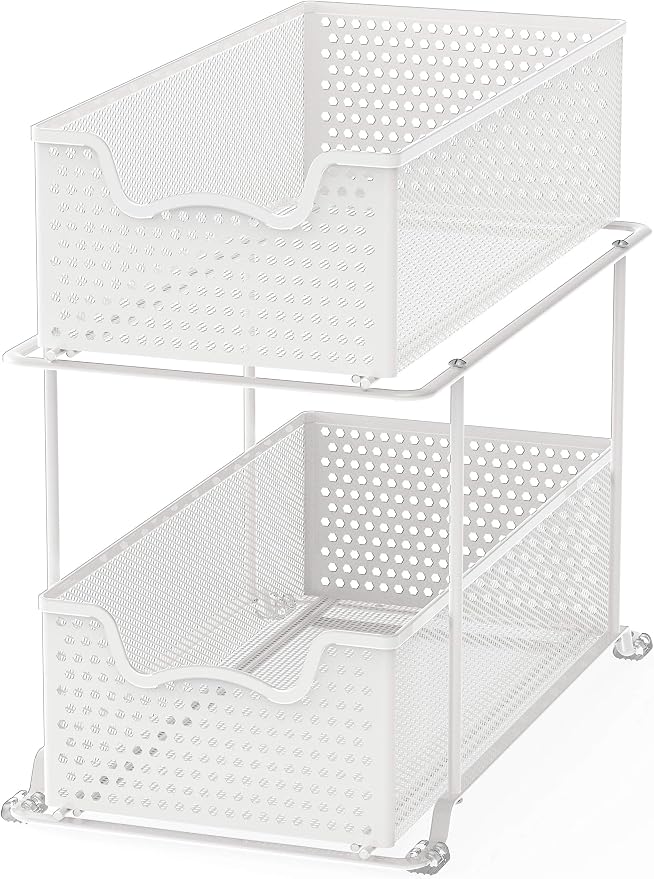 SIMPLE HOUSEWARE 2 Tier Sliding Cabinet Basket Organizer Drawer - Image 4