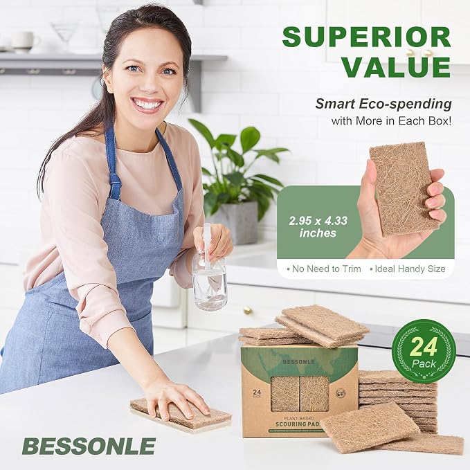 24 Pack Natural Scrub Kitchen Sponges - Image 5