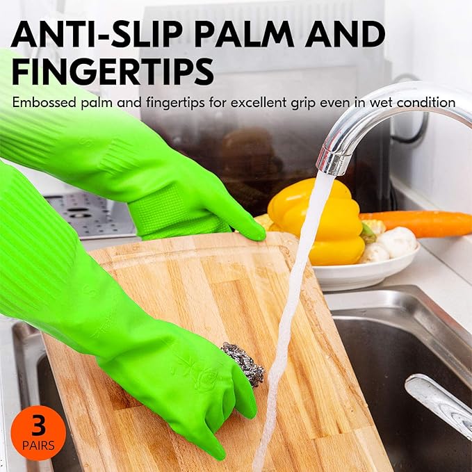 Vgo... 3-Pairs Dishwashing Gloves - Image 4