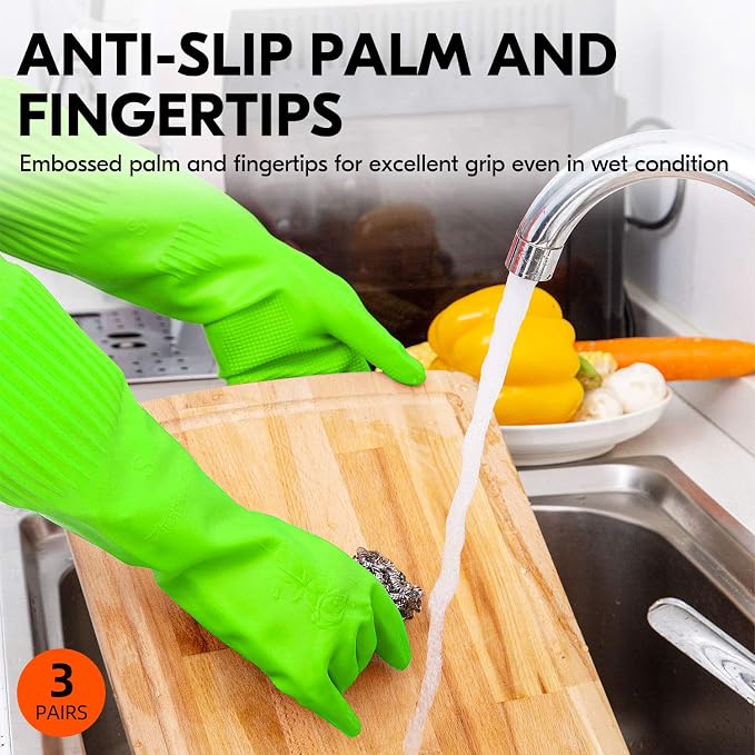Vgo... 3-Pairs Dishwashing Gloves - Image 4
