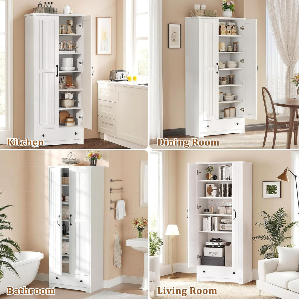 Decofy 70" Tall Storage Cabinet, Large Wood Storage Pantry Cabinets with...