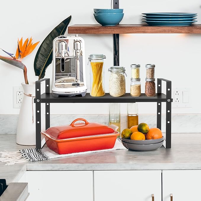 Expandable Cabinet Shelf Organizer Rack, Stackable Kitchen Counter Storage - Image 2