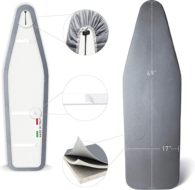 TIVIT Ironing Board Cover 17 x 49, Made in Italy. Pro Grip Pad Covers w/3 - Image 3