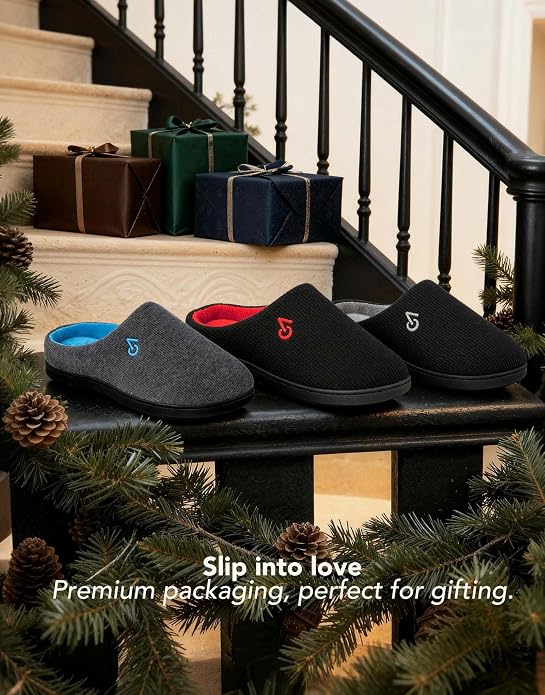 VeraCosy Men's Two-Tone Memory Foam House Slippers Indoor Outdoor Durable - Image 3