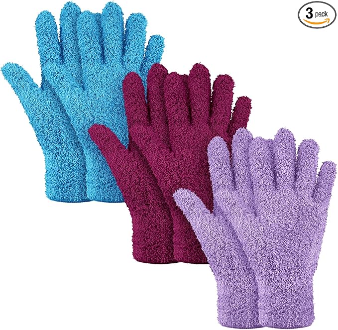 Patelai 3 Pairs Microfiber Plant Dusting Gloves Leaf Cleaning Gloves by Patelai