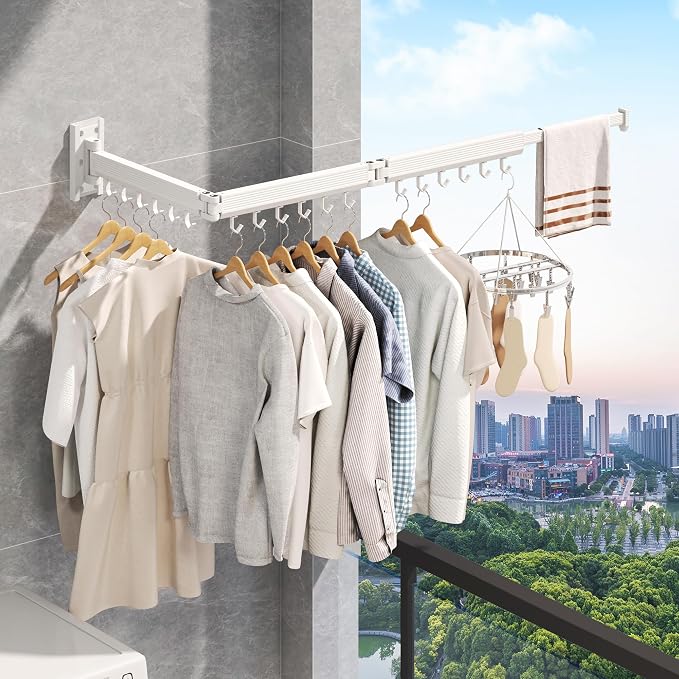 J-type Hooks Wall Mounted Clothes Rack, Collapsible - Image 3