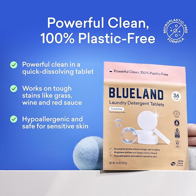 BLUELAND Laundry Detergent Tablets, Starter Set, Plastic-Free Eco-Friendly Pods - Image 2