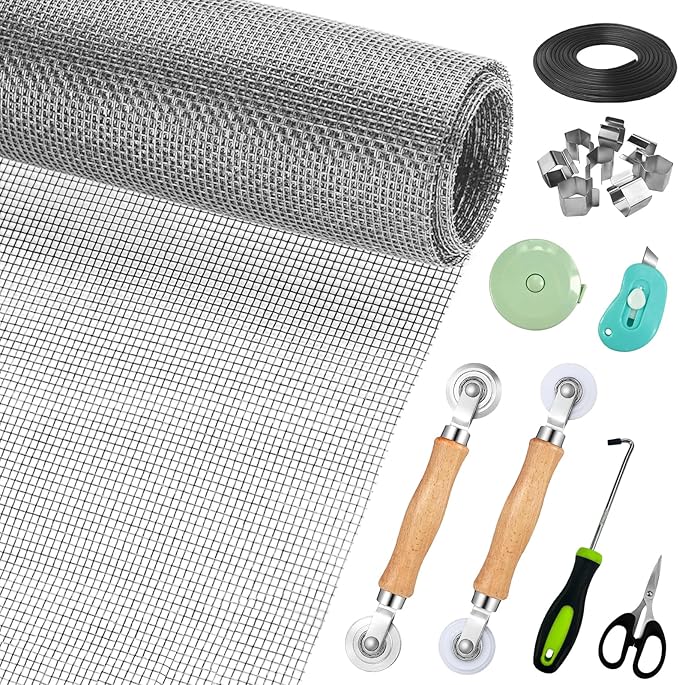 Window Screen Replacement, Screen Door Repair Kit, Including 50 FT by Ghguole