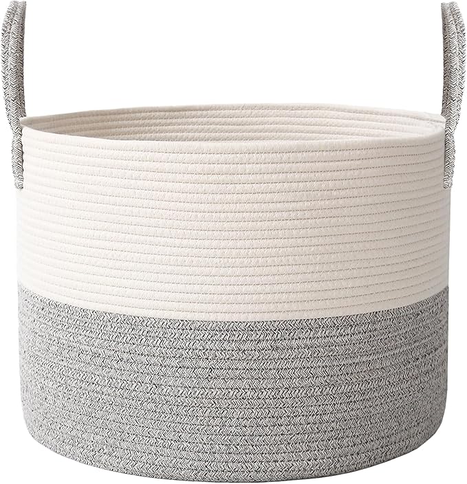 Woven Blanket Basket, 65L Large Rope Storage Bin by JMvicyroam