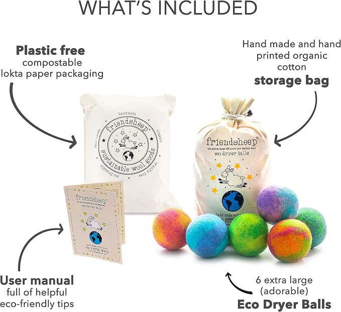 Friendsheep Wool Dryer Balls, Organic Reusable Fabric Softener Alternative - Image 4