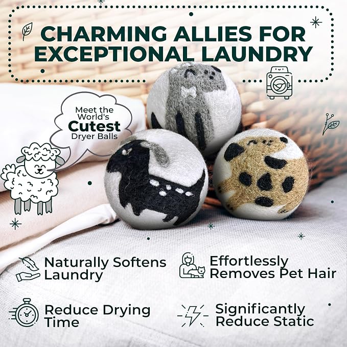 No More Dryer Sheets! Reusable Wool Dryer Balls XL 6-Pack - Image 2