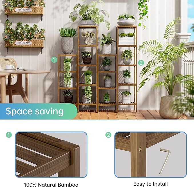 SMIBUY Bathroom Storage Shelf, 5-Tier Bamboo Rack Organizer