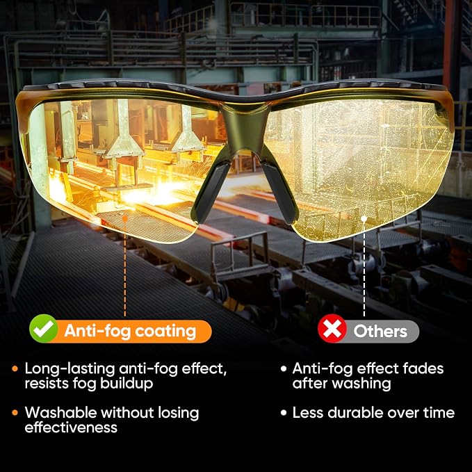 TICONN Anti-Fog Safety Glasses for Men and Women, ANSI Z87.1 Scratch Proof Eye - Image 4