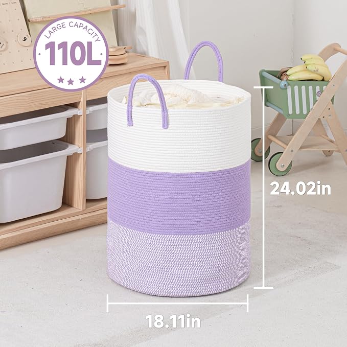 CLHMILY&Z 100L Laundry Basket Round Storage Rope Basket - Image 6