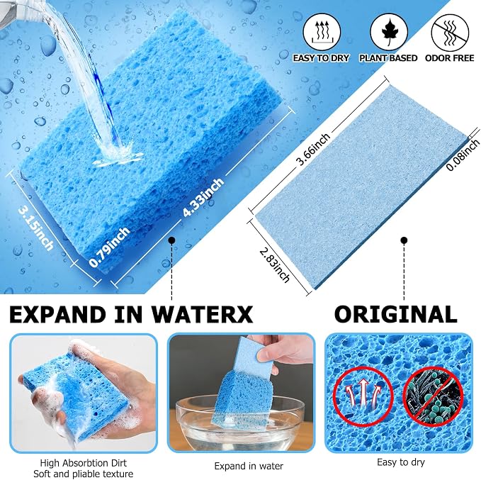 12 Counts Multipurpose Kitchen Sponges Pack Compostable Biodegradable - Image 3