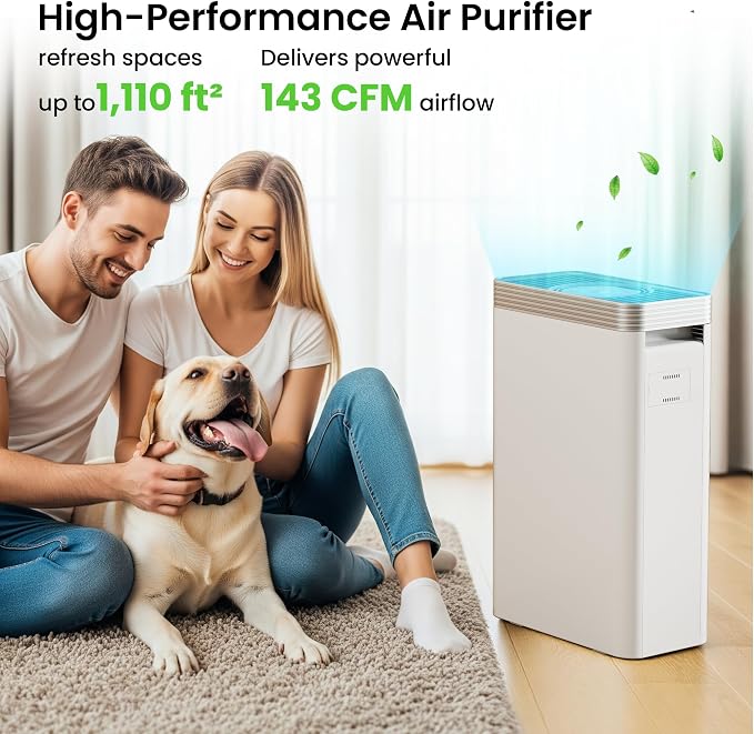 VUSIGN Air Purifier for Home Dorm Room up to 1110 ft², CADR 143 CFM, H13 HEPA - Image 2