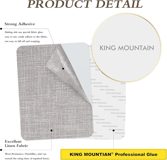 KING MOUNTAIN Fine Linen Fabric Patches, Self-Adhesive, 8x11 inch, - Image 2