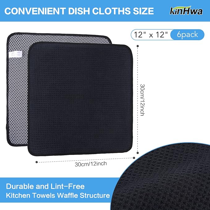 KinHwa Kitchen Washcloths for Dishes Absorbent Microfiber Dish Cloths Quick Dry - Image 3
