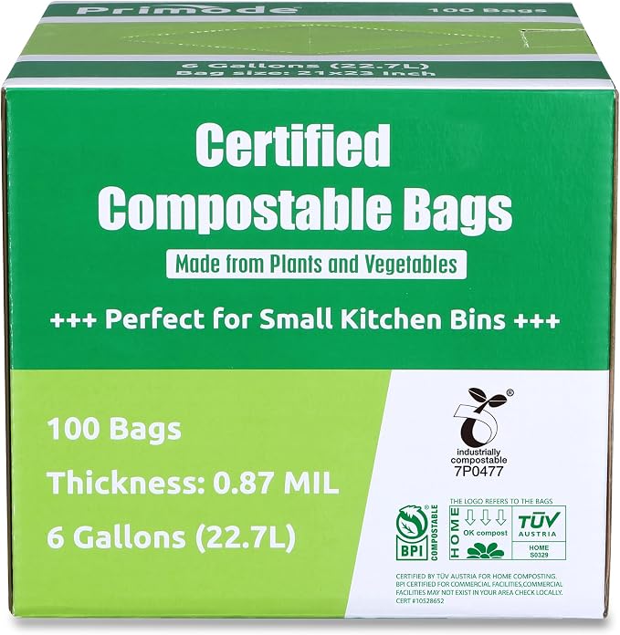 Primode Compostable Bags, 6 Gallon Food Scraps Yard Waste Bags, Extra Thick - Image 6