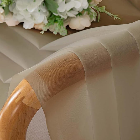 Chyhomenyc Taupe Sheer Curtains 63 Inch Length 2 Panels, Light Filtering Airy - Image 2