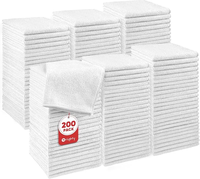 Orighty Wash Cloths Bulk Towels Set 200 Pack, Highly Absorbent and Soft Feel by AllRightinOrighty