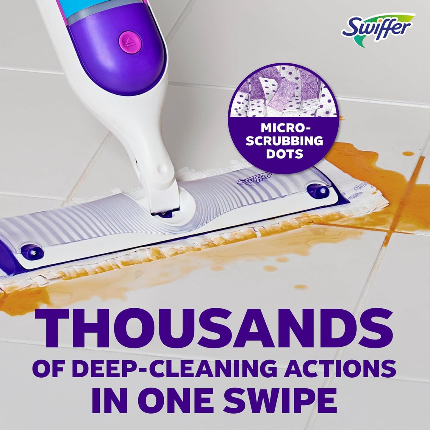 Swiffer PowerMop Multi-Surface Mopping Pad Refills for Floor Cleaning, 11 Count, White/Purple