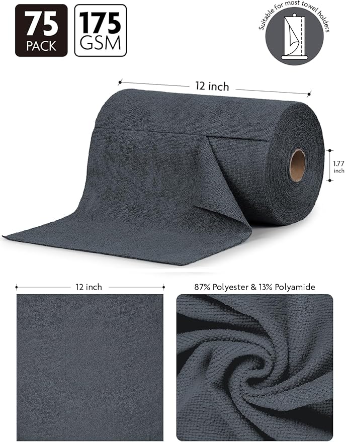 Fantasticlean Microfiber Cleaning Cloth Roll -75 Pack, Tear Away Microfiber - Image 6