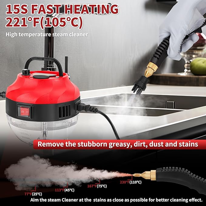 Portable Handheld Steam Cleaner, 2500W High Pressure Steam Cleaner - Image 3