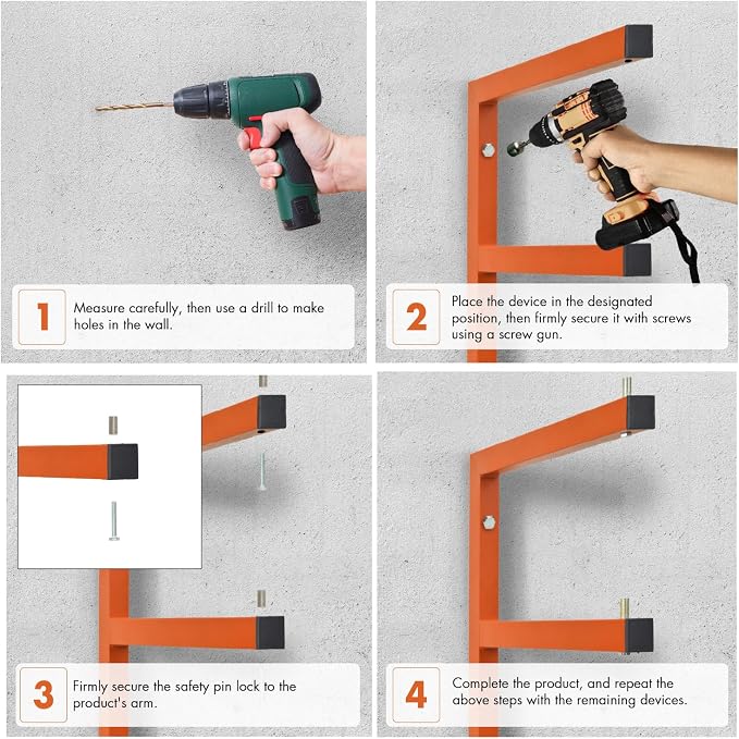 Lumber Storage Metal Rack Wall, Heavy Duty 3-Level Wall-Mounted Wood Rack - Image 3