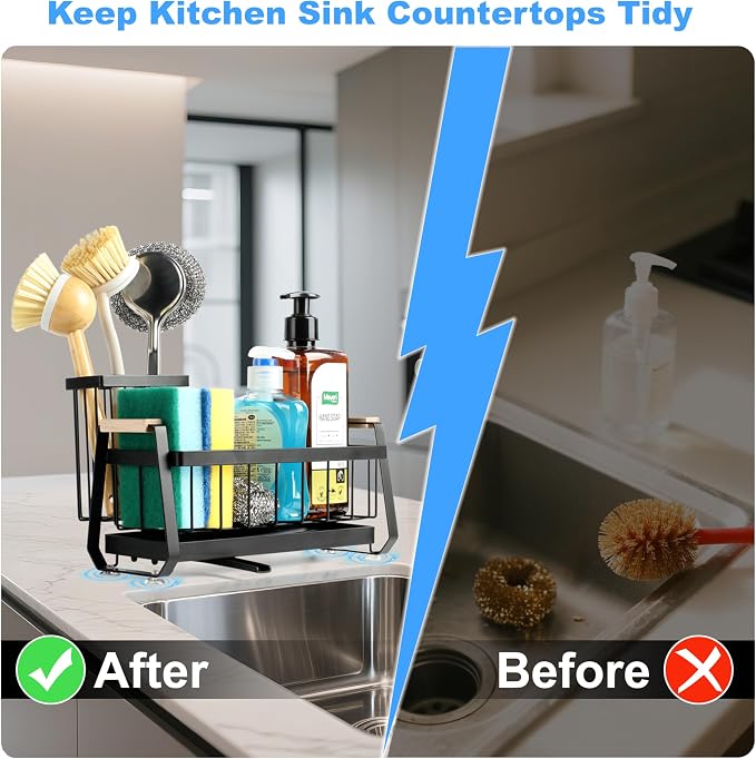 Suction Cup Sponge Holder for Kitchen Sink Caddy Organizer Rack for Dish Brush - Image 5
