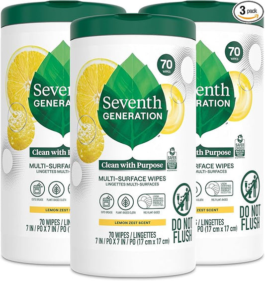 Seventh Generation Multi Surface Wipes, lemon zest scent by SeventhGeneration