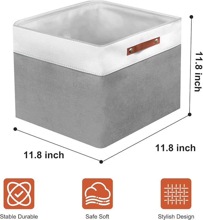 12in Open Fabric Storage Basket - Image 2
