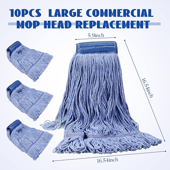 Gejoy 10 Pack 24oz Mop Head Replacement Commercial Cleaning Mop Head Wet String - Image 2