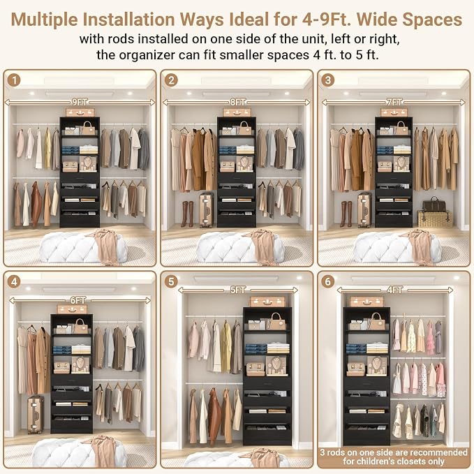 Aheaplus Closet System, 4-9Ft Closet Organizer - Image 4