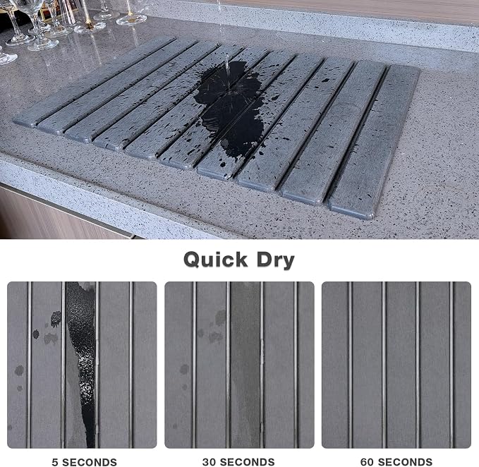 Large Diatomite Kitchen Counter Drying Mat – 24”x16”, Aesthetic Stone Mat - Image 6
