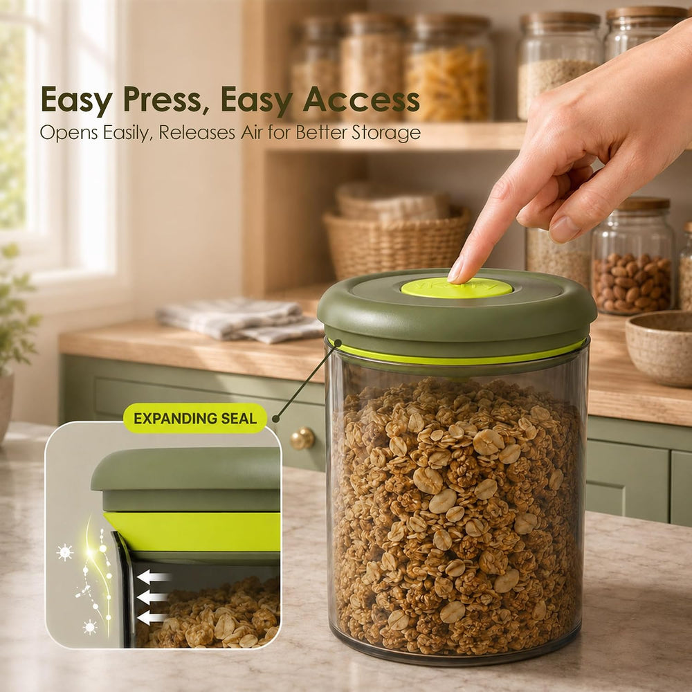 Glass Pantry Storage Containers (0.6qt/0.8qt/1.2qt) Set of 3,Round