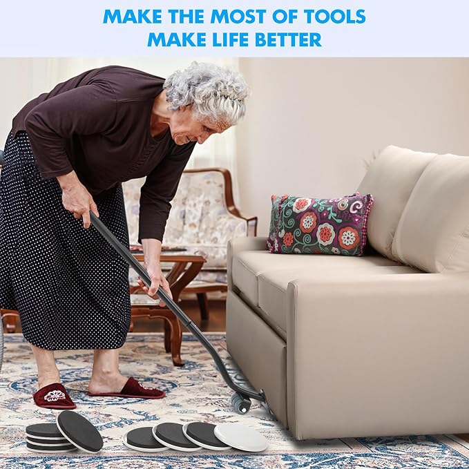 Furniture Lifter Tool + 8-Pack of 3.5" Sliders, Save 80% Effort, Safely and - Image 8