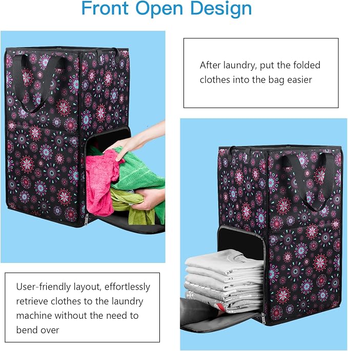 Bukere Laundry Backpack Bag for Women Girls, Extra Large Laundry Basket Hamper - Image 5
