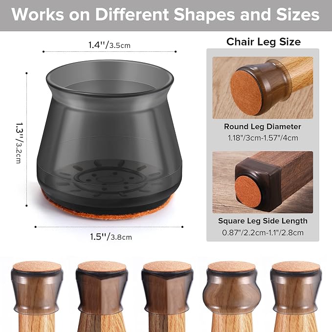 24PCS Upgraded Silicone Chair Leg Floor Protectors - Image 2