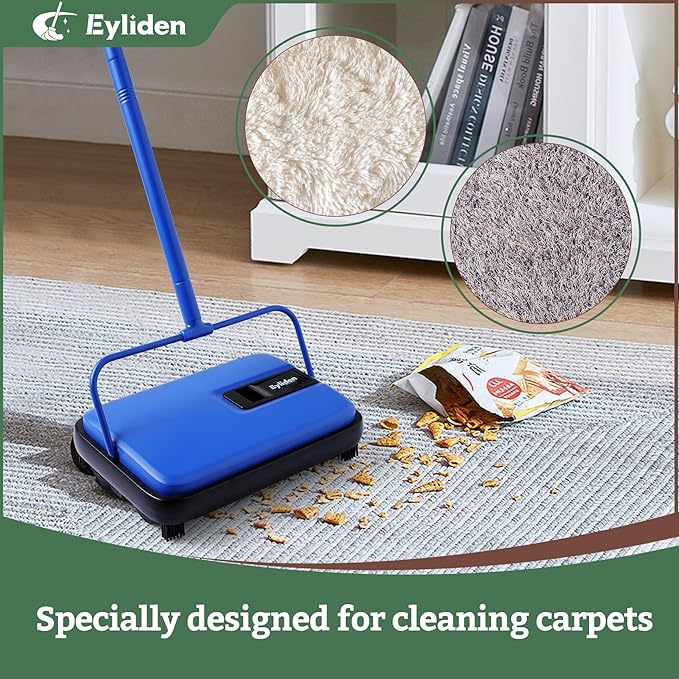 Eyliden Carpet Sweeper, Mini Size Lightweight Hand Push - Image 3
